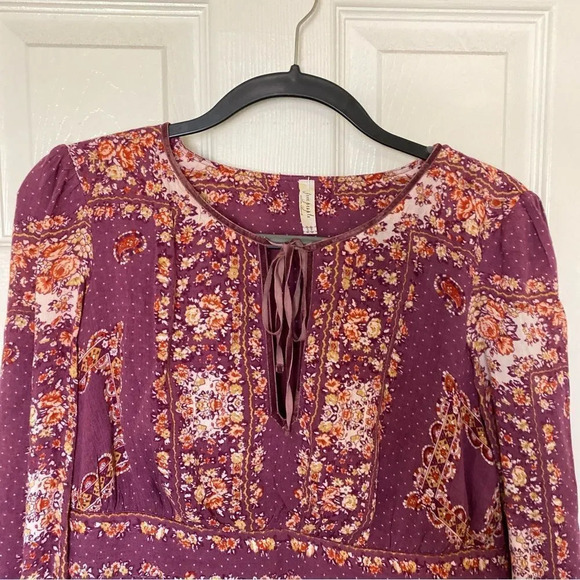 FREE PEOPLE Bridget Dress Size Small Floral Boho Berry - Picture 3 of 6